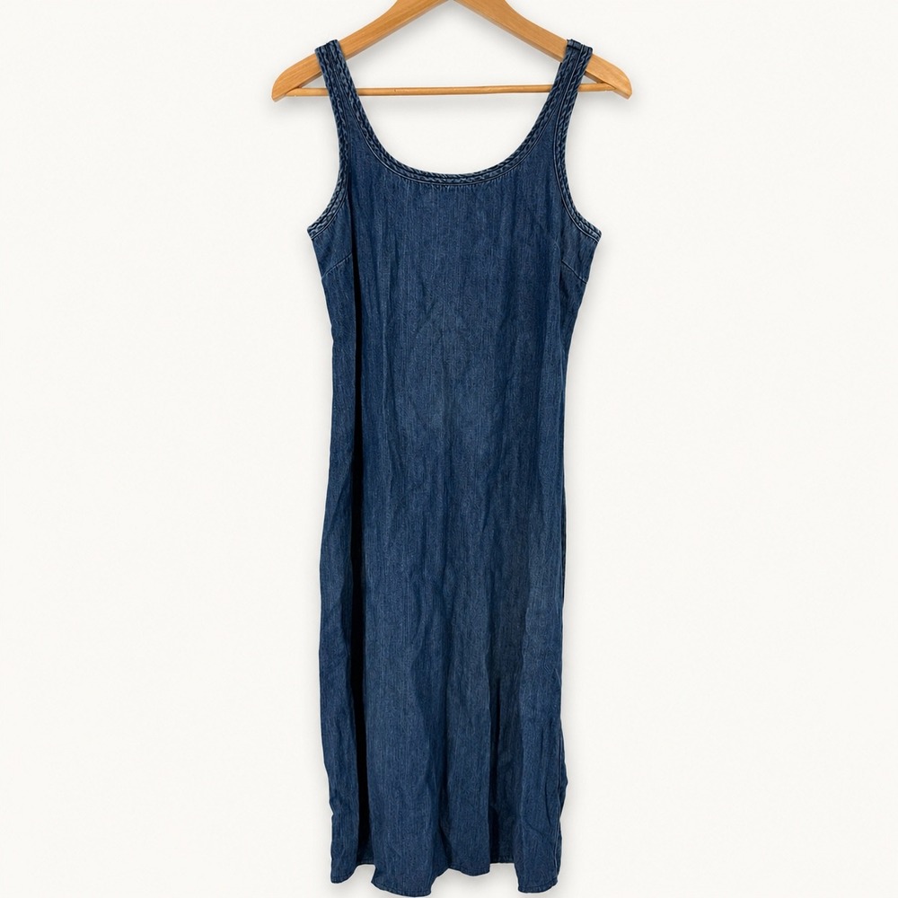 Vintage Faded Glory Women Small Cottagecore Denim Overall Jumper Dress Prairie